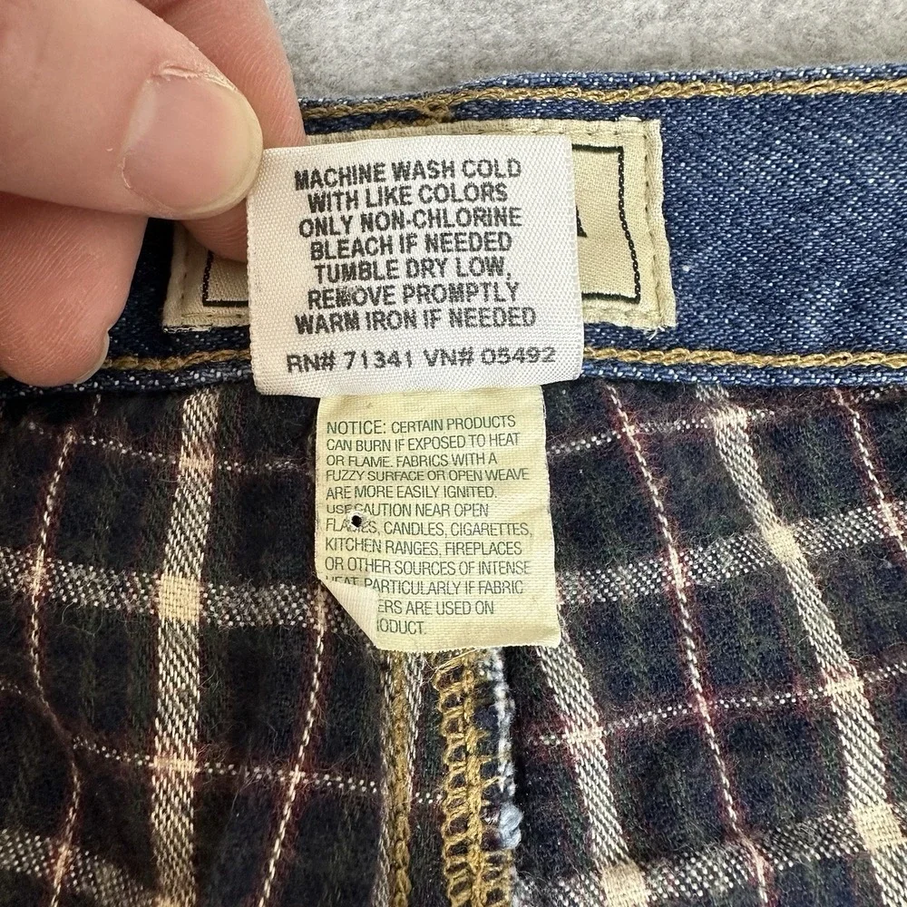 LL Bean Men's Flannel Lined Vintage 90s Jeans 36x30 Elastic Waist Workwear Warm
